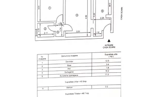 2 Camere | Etaj 3/4 | Partial Mobilat-Utilat | Kiseleff | Comision 0 - Schiță 19