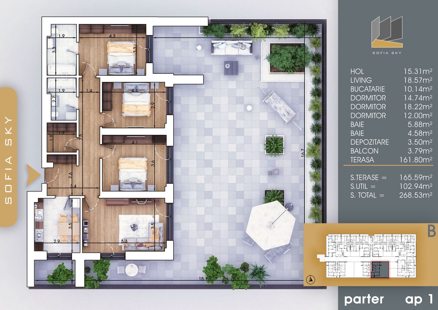 4 camere cu terasa de 165 mp Pallady  7 min Metrou N. Teclu - Schiță 2