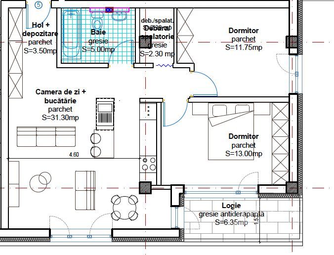 Apartament modern 2 camere cu balcon si parcare, in Baciu! - Schiță 1