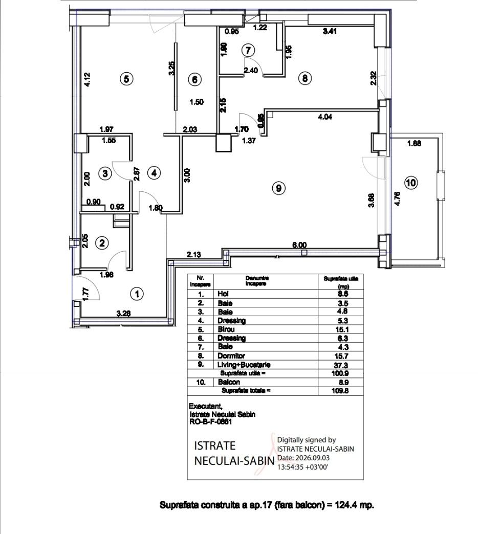 IANCU NICOLAE (Residence 5 Forest)- 3 camere, 3 bai, 2 parcari, LIBER! - Schiță 21