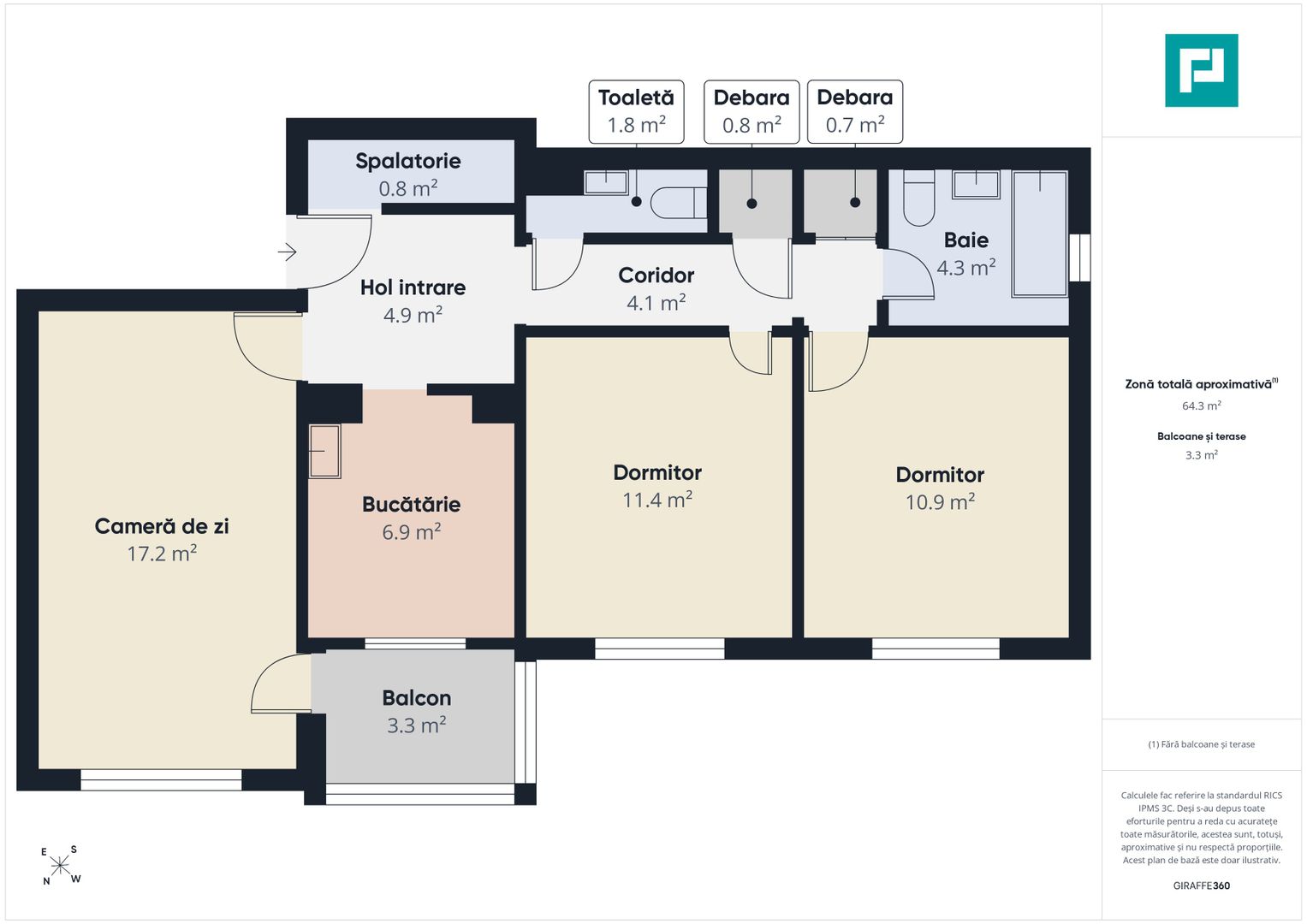 APARTAMENT 3 CAMERE | ZONA OLIMPIA | ETAJ 5/8 - Poză 6