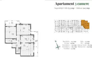 Apartament nou 3 camere Pallady, compartimentare ideală - Schiță 15