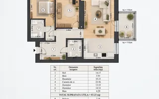Apartament 3 camere Domenii | Loc de parcare - Schiță 12