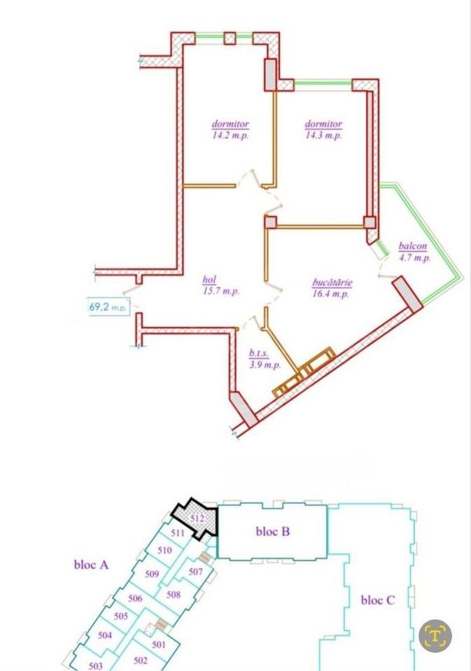 Vânzare, apartament, 2 camere, str. Nicolae Dimo, Durlești - Poză 1