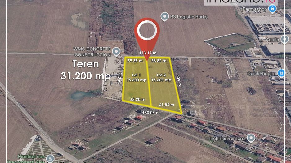 Dragomiresti Valea - Langa Centura, teren 15.600 mp, 28E/mp - Poză 1