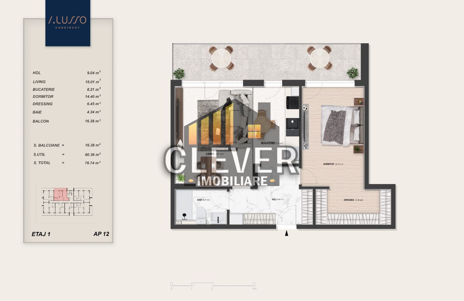 Alusso 2 camere premium Metrou Teclu, Pallady Comision 0% - Schiță 9