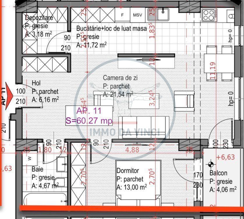Apartament 2/3 camere 61mp Sopor BLOC NOU si PARCARE - Schiță 12
