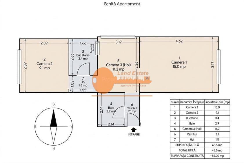 Apartament 3 camere | Lujerului – Politehnica | Renovat complet - Schiță 8