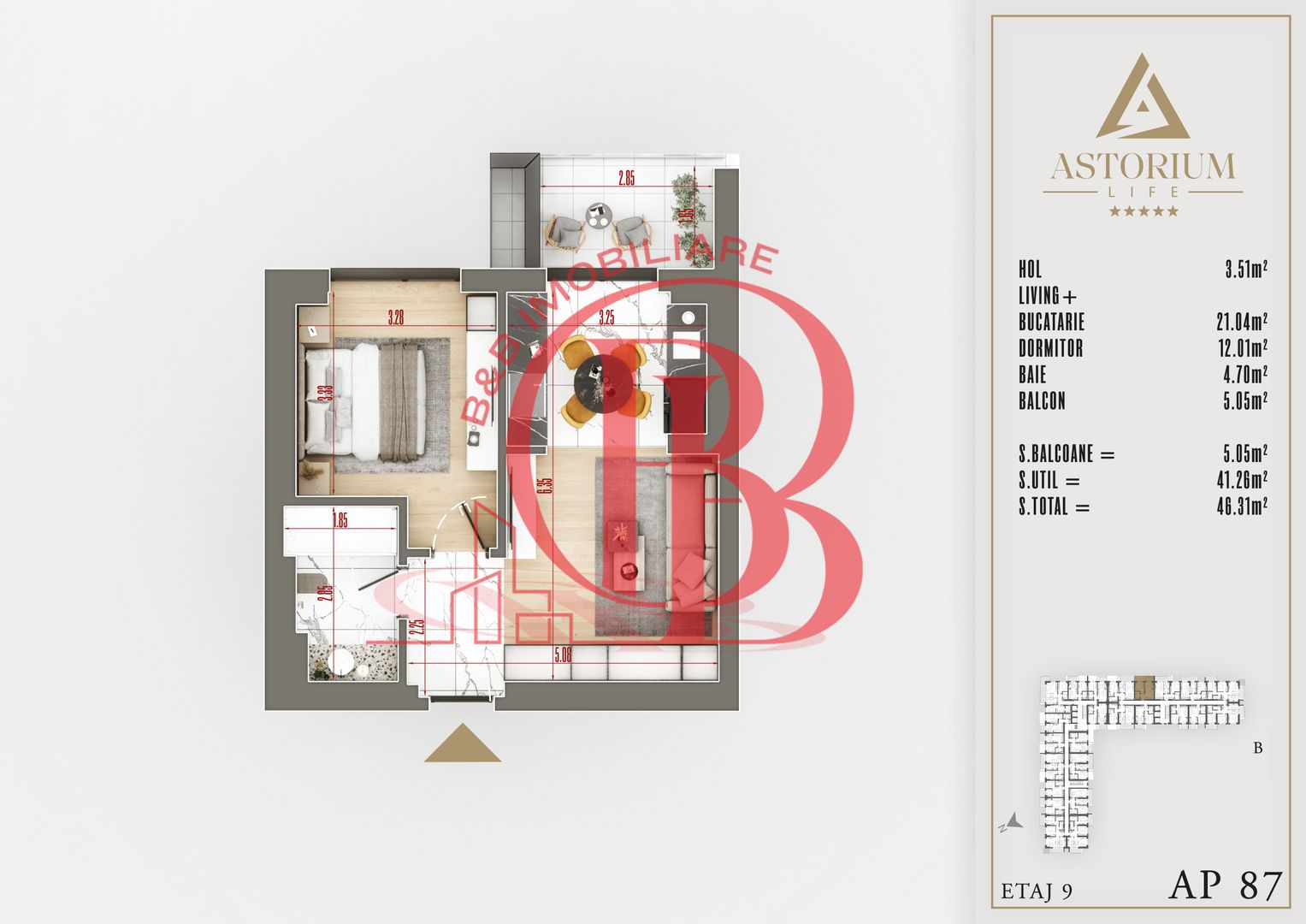 2 camere Izolatie Fonica Interioara Titan Pallady - Schiță 5