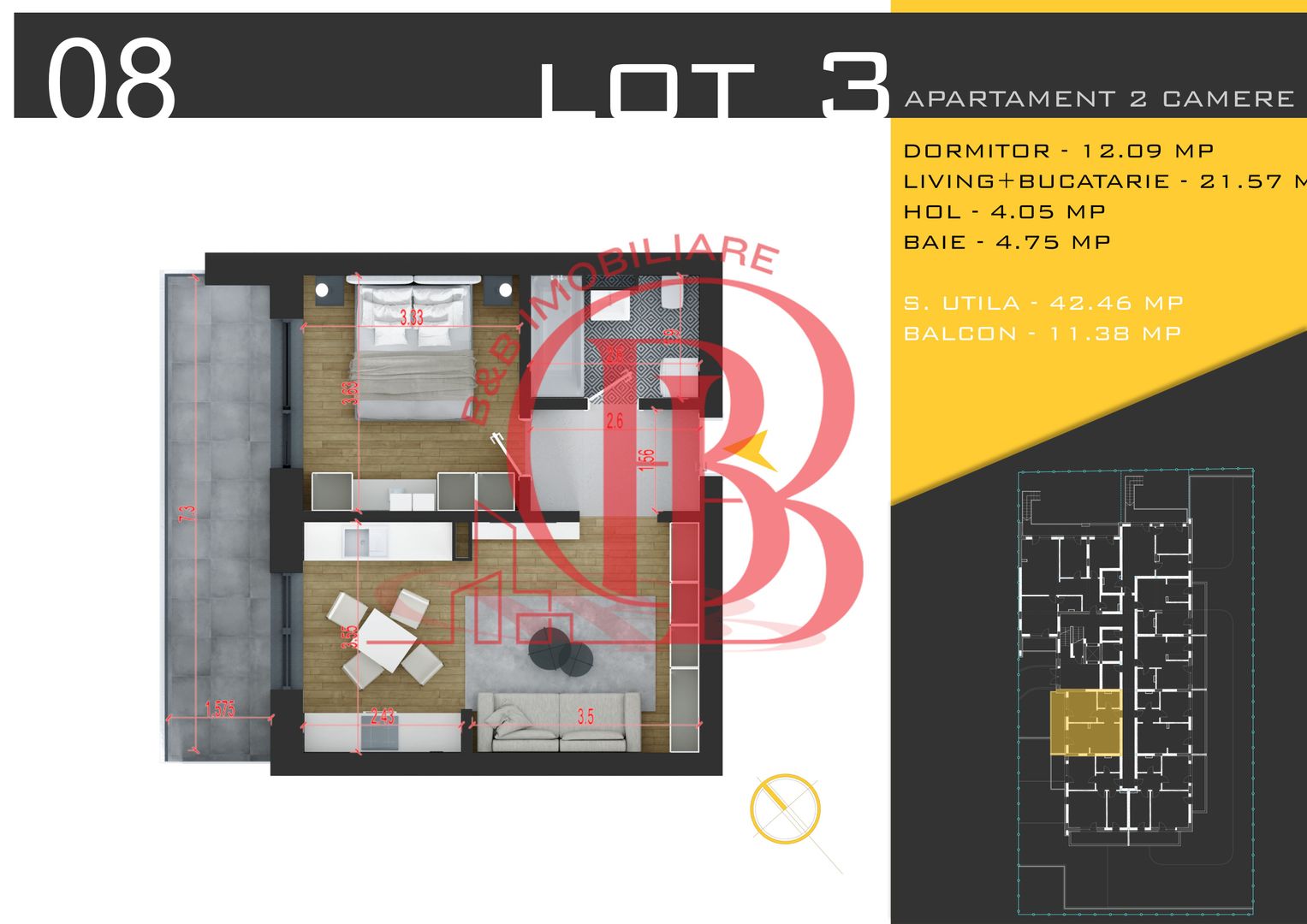 2 camere  Titan Pallady  Metrou Nicolae Teclu - Schiță 1