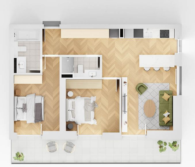 apartament 3 camera lakefield BM3 - Schiță 1