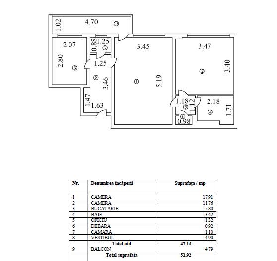 2 camere etaj 1 Ion Mihalache-Domenii - Schiță 16