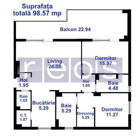 APARTAMENT FELICITY 3 CAMERE | 99 MP| 3 BAI| LOC PARCARE INCLUS - Schiță 11