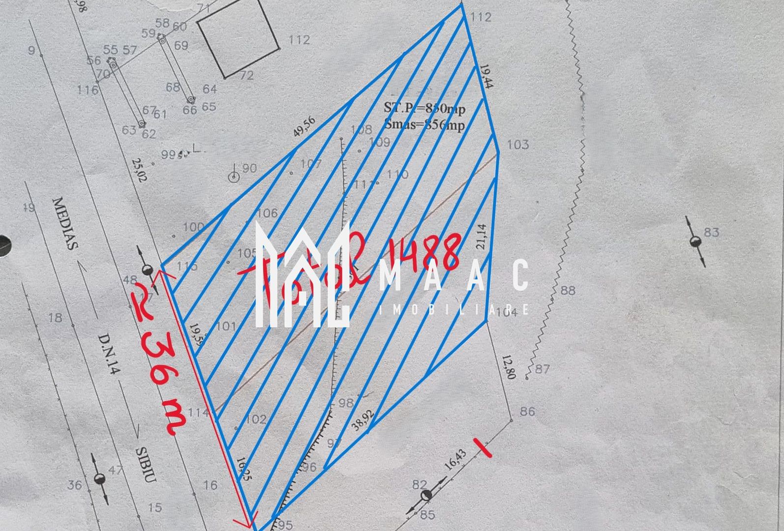 Teren intravilan I 1500mp I Front 36m I DN14 I Slimnic - Poză 1