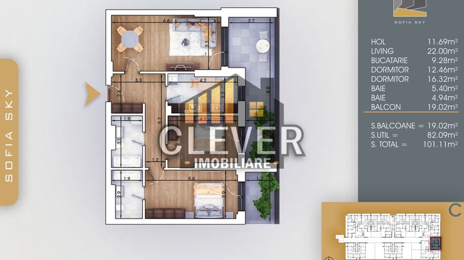 Apartament 3 Camere 101 mp Finalizat | Parcare |  - Pallady, 8 min metrou Teclu - Poză 1