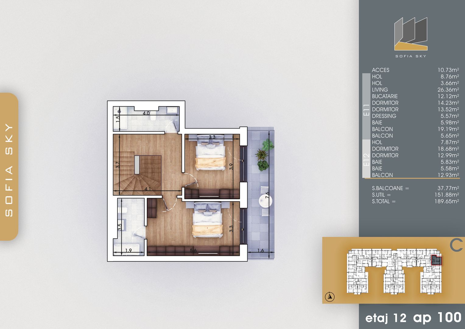 5 camere Duplex cu dressing si 3 balcoane 7 minute M Nicolae Teclu Pallady - Schiță 13