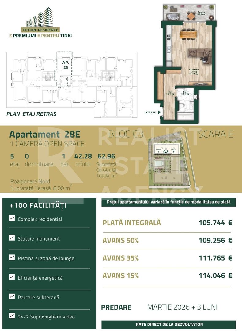 Vânzare, apartament, o cameră, zona Torontalului, Timișoara - Schiță 8