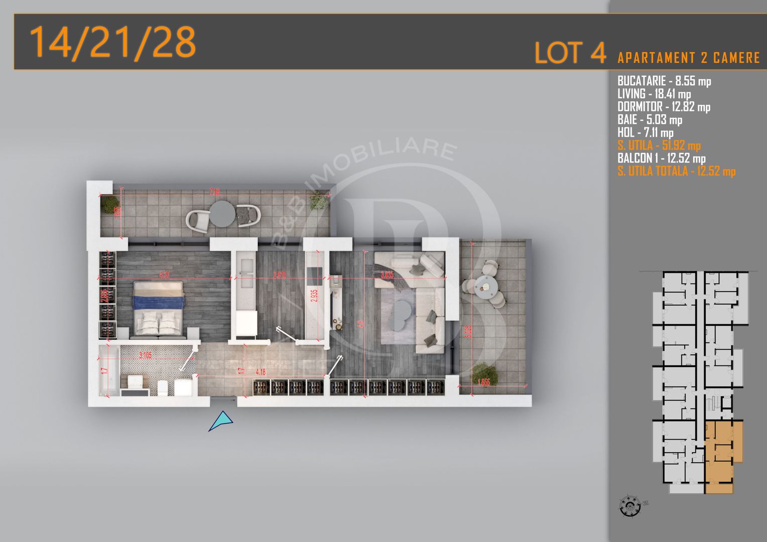 Apartament 2 camere Theodor Pallady-Metrou Nicolae Teclu - Schiță 7