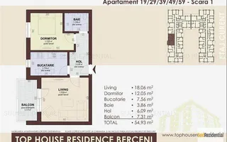 Apartament 2 camere decomandat, mobilat si utilat – Drumul Binelui - Schiță 19