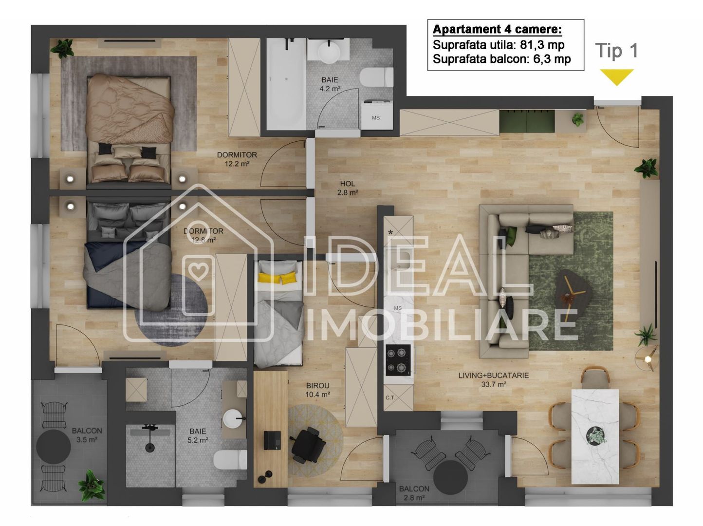 Apartament cu 4 Camere, zona Doamna Stanca- Comision 0% - Schiță 6