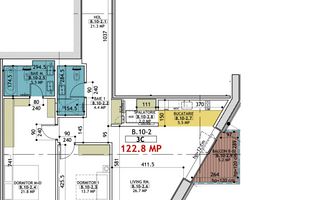 Apartament 3 camere mobilat in One Verdi Park cu loc de parcare inclus - Schiță 14