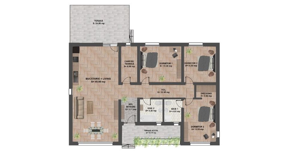 CASA INDIVIDUALA DOMNESTI, 4 CAMERE, INCALZIRE PARDOSEALA, COMIS 0% - Poză 5