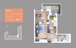 Apartament 2 camere Auchan Titan-Liviu Rebreanu - Schiță 2