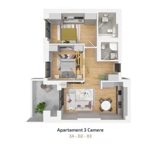 Apartament de 3 camere si 2 bai cu garaj subteran - Cortina North - Poză 5