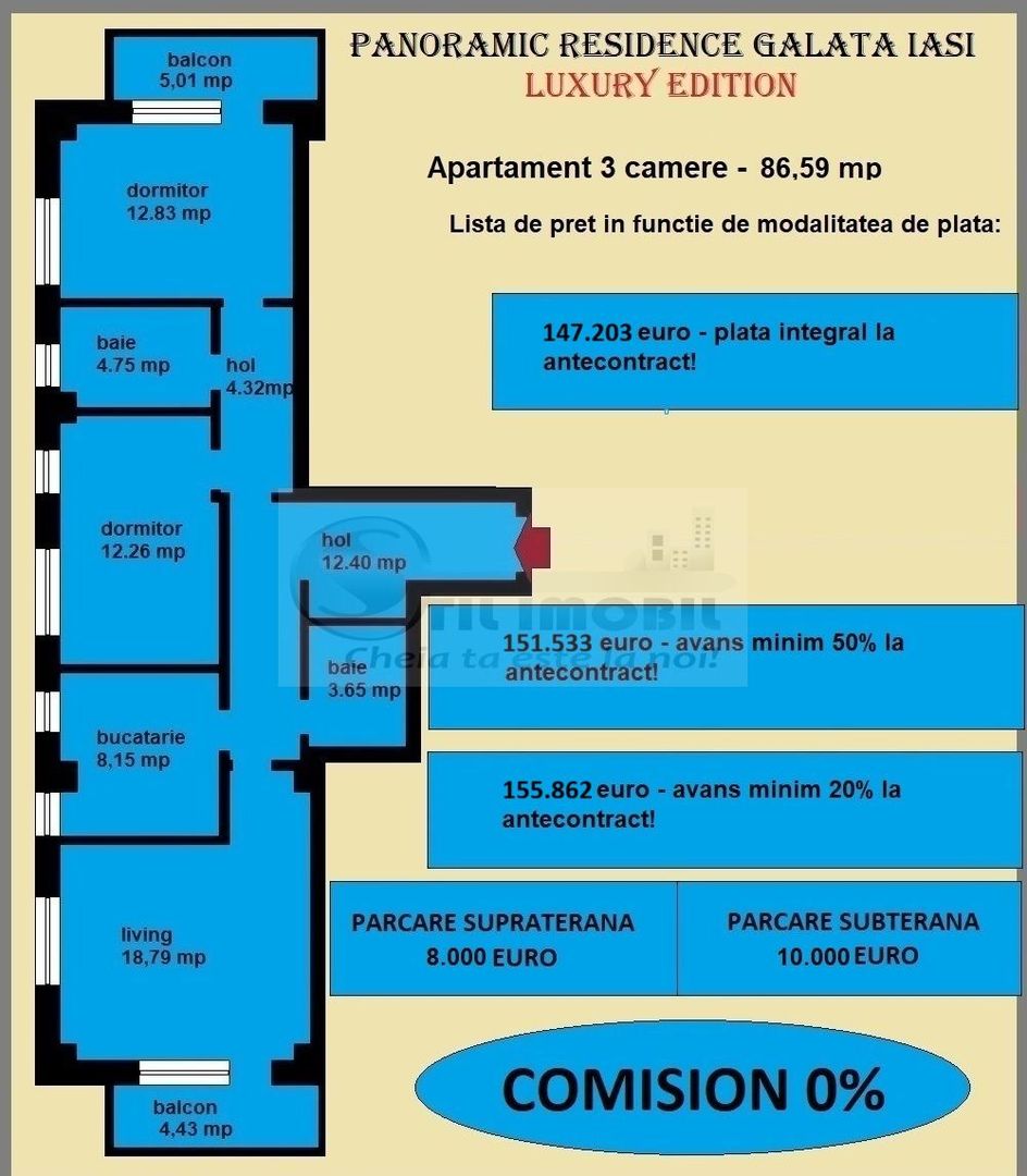 Apartament 3 camere de vanzare in Iasi, Galata, 86,59 mp, bloc nou - Poză 2