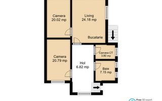 Apartament cu 3 camere la casa | Curte 130 mp | Zona Grivitei strada Vulcan - Schiță 28