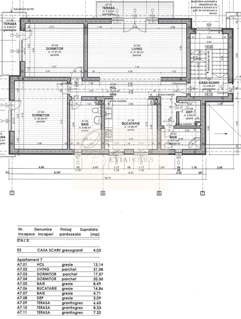 3 camere/ 113 mp/ Cartier Zorilor - Schiță 5