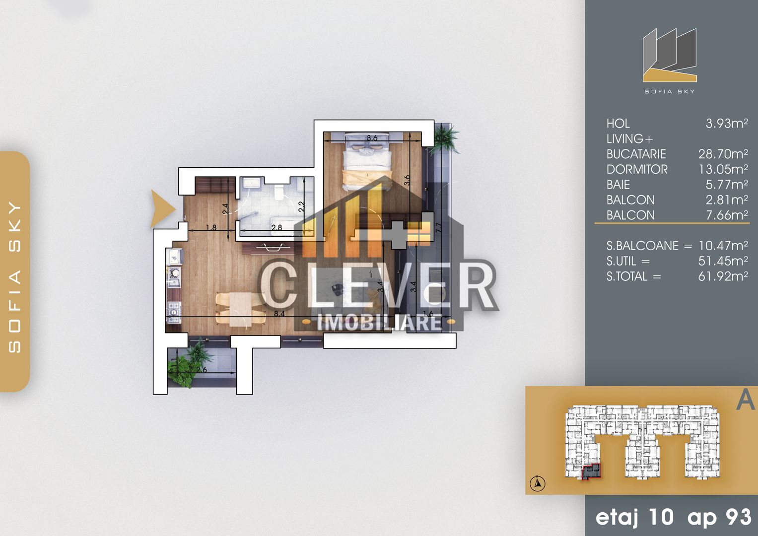 Apartament 2 camere, vedere panoramică, 700 m Metrou Teclu - Poză 2