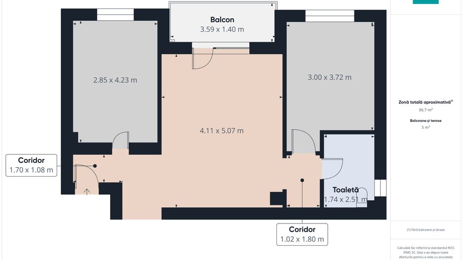 Apartament 2 camere în bloc nou, cu loc parcare - Poză 7