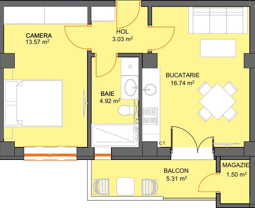 Apartament cu 2 camere si avans doar 5% - zona Doamna Stanca - Sibiu - Schiță 5