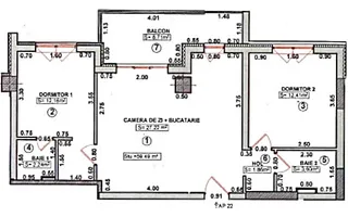 OCAZIE! Apartament cu 3 camere, 2 bai si dressing la intrare in Giroc langa ESO. - Schiță 12