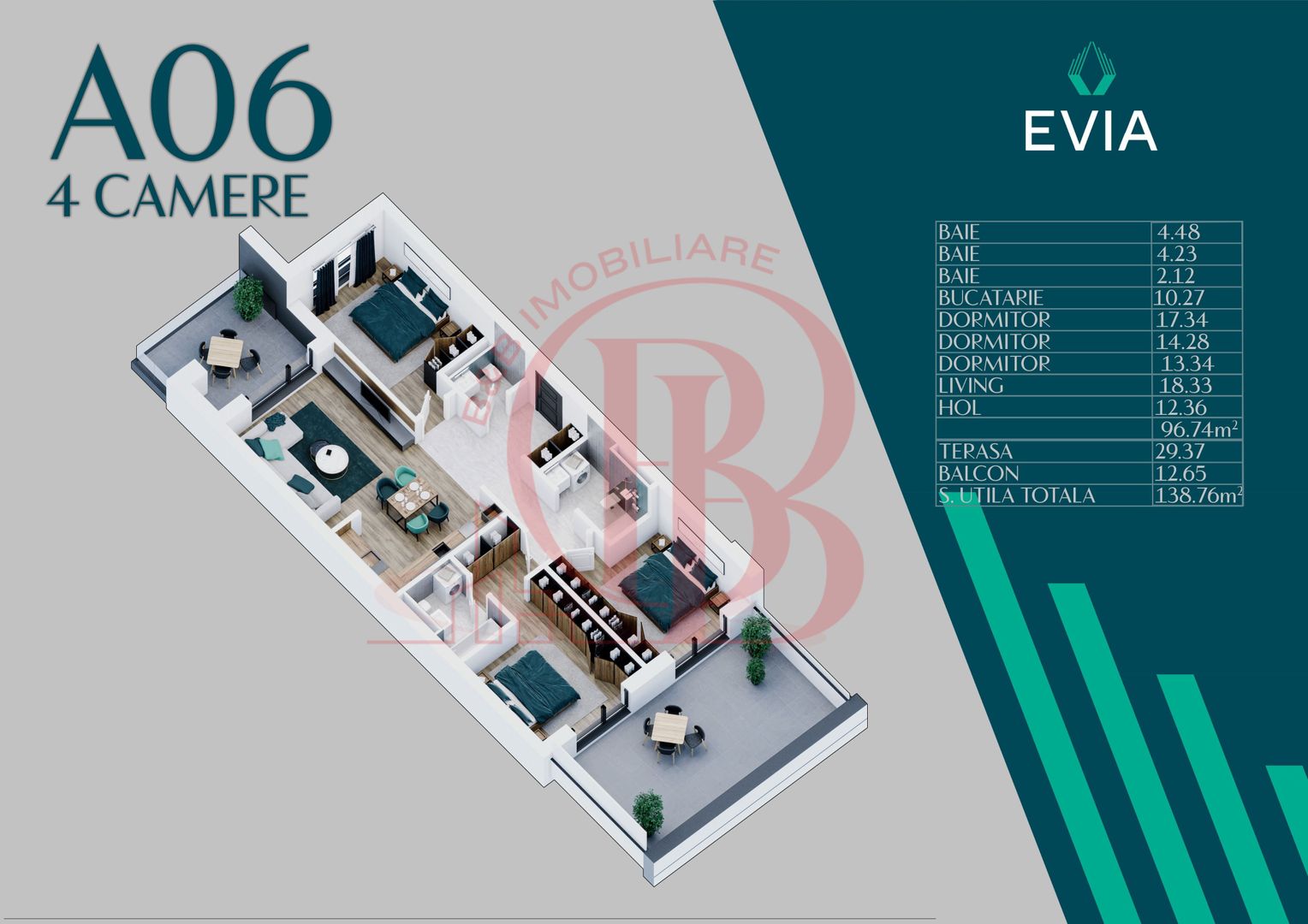 Apartament Premium 4 camere cu Terasa Pallady Metrou Teclu - Schiță 3