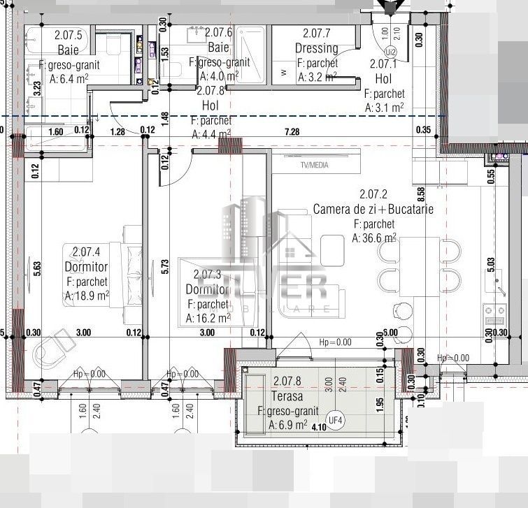 Apartament cu 3 camere/93 mp/zona C-tin Brancoveanu. - Poză 4