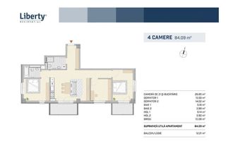 Asamblu Liberty! Apartament 4 camere cu finisaje de top! 96mp total! - Schiță 14