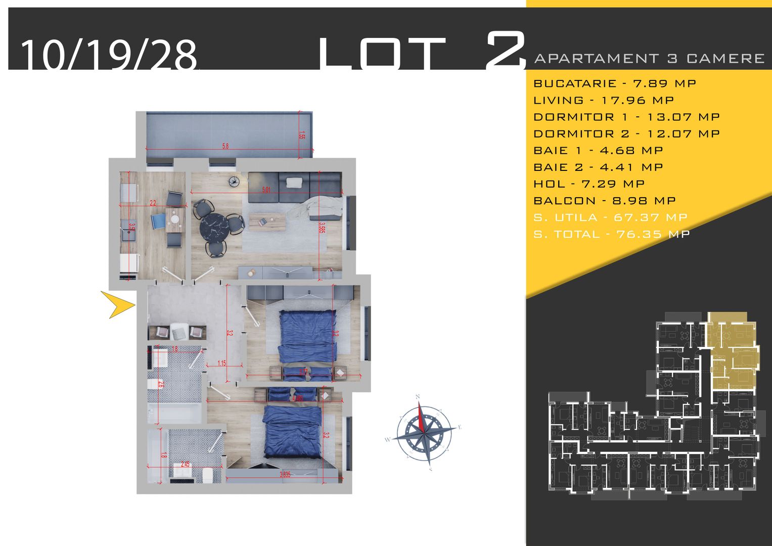 3 camere Parcare Bonus Titan Pallady Pret Promo de Lansare - Schiță 9