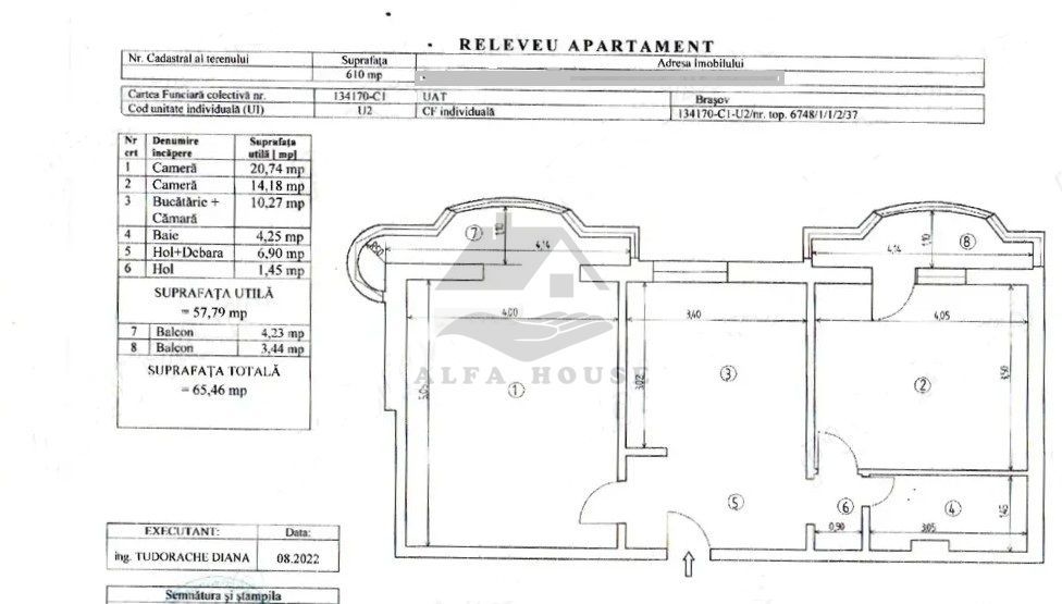Racadau - Apartament cu doua camere, 58 mp + doua balcoane (7.6 mp) - Poză 5