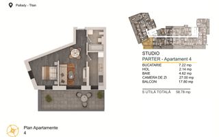 Apartament 2 camere Titan-Pallady Parcare Gratuita - Schiță 2