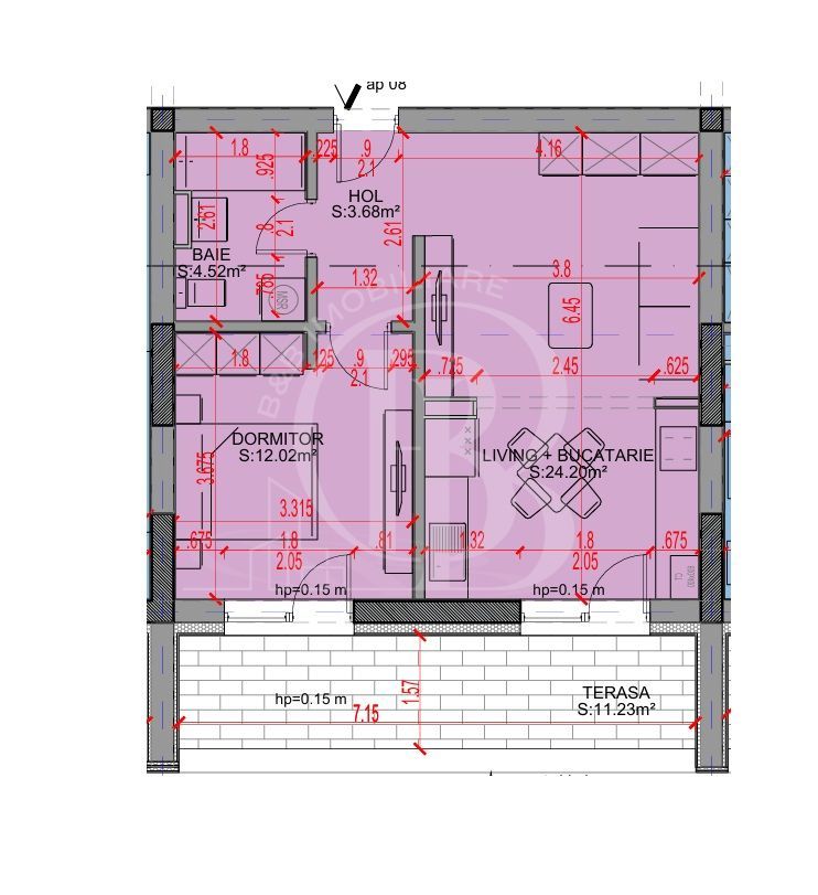 Apartament 2 camere Loc Parcare Bonus Th. Pallady 5 min STB - Schiță 2