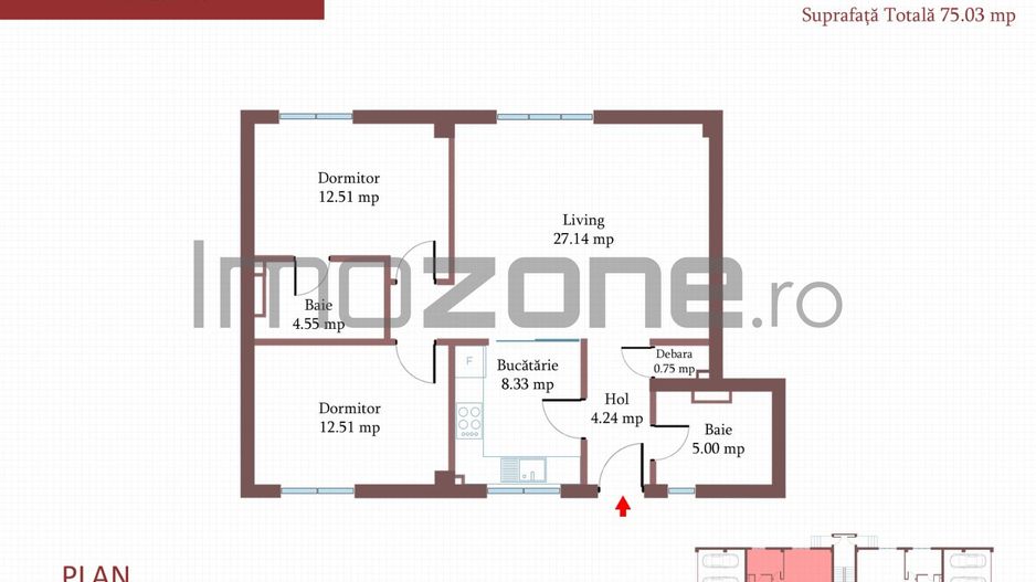 3 camere cu CURTE si PARCARE proprie, 75 MP, FINISAT MODERN,  COMISION 0% - Poză 1