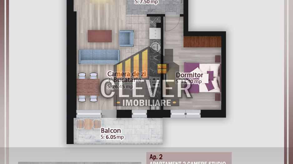2 camere studio 58 mp – parter – comision 0% - Pallady - Schiță 14