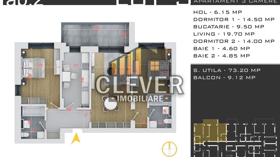 Apartament nou 3 camere 82 mp, Promo Parcare - Pallady - Poză 6