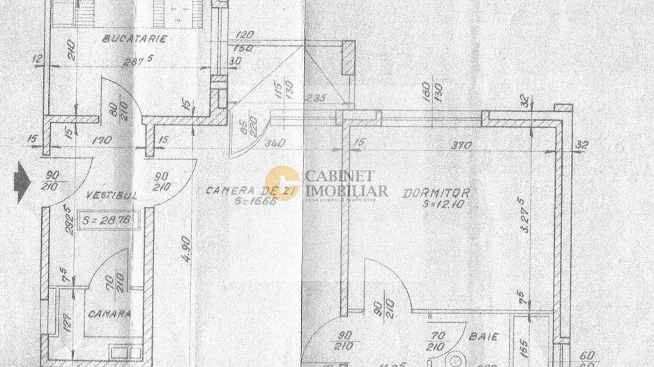 2 camere | Etaj intermediar | 52mp | 1 min Metrou FAVORIT | - Schiță 17