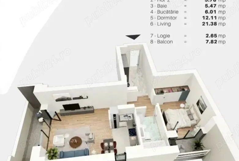 Aradului - Iris | 2 Camere | Loc de parcare | Amenajat Modern - Schiță 10