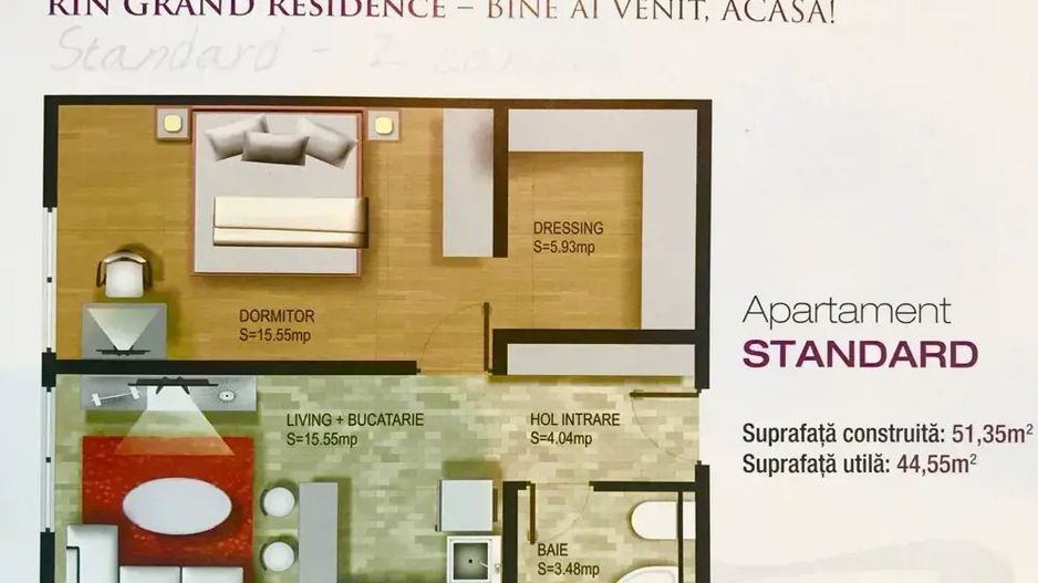 Apartament 2 Camere + Dressing | Rin Grand Residence | - Poză 4