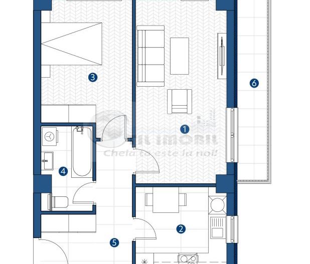 Apartament de vanzare cu 2 camere in Galata,Iasi ,58.41 mp, bloc nou ! - Schiță 4