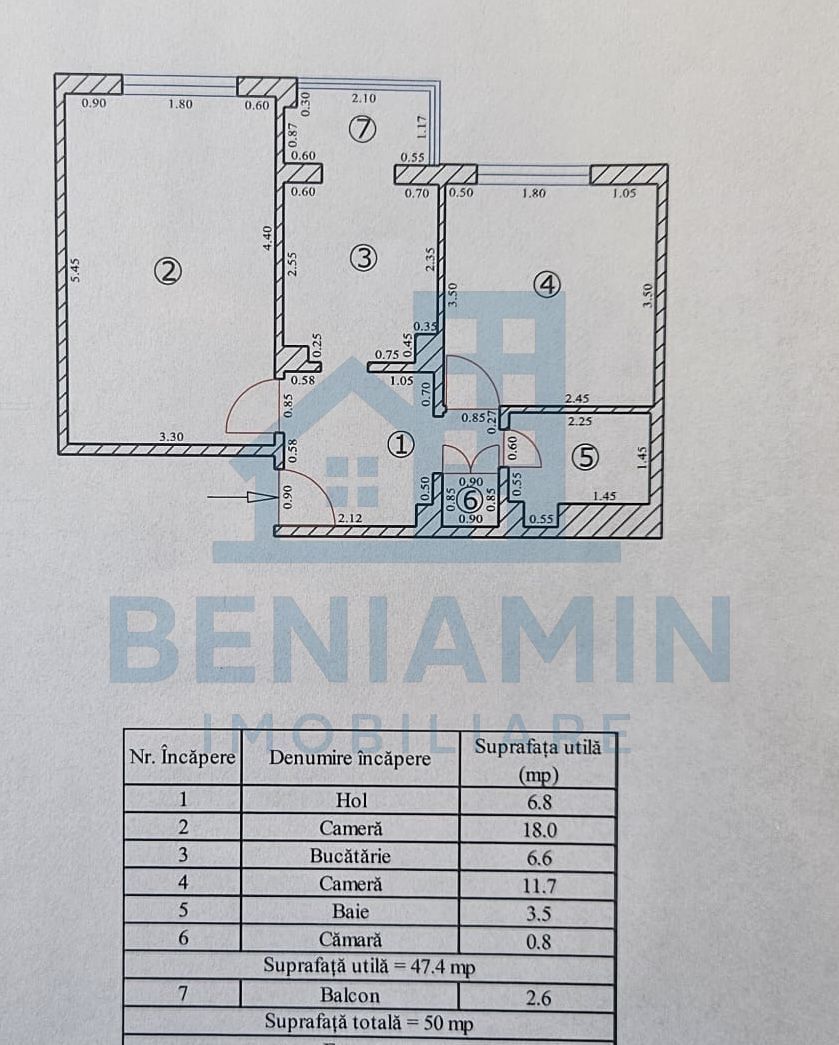 2 camere - etaj 1 - 50 mp - centrala proprie - 1981 - Florilor - Poză 6